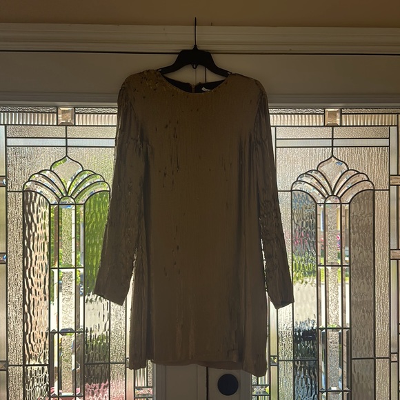 Diane von Fürstenberg gold mini dress size 14 - Picture 1 of 4